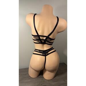 Victorias Secret Blue And Black Two Piece Bra Set 34D